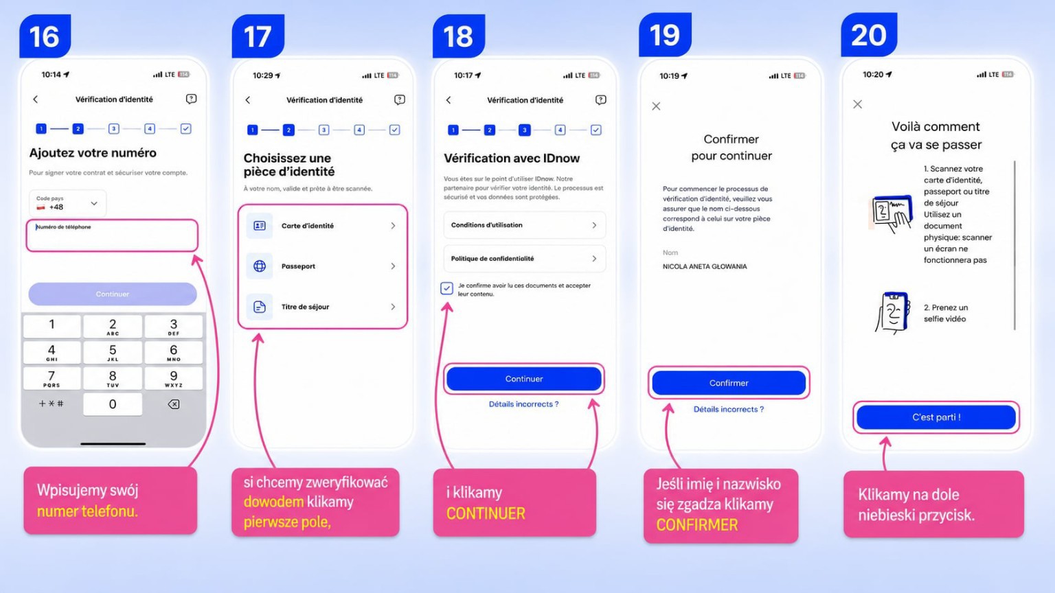 BforBank — własny numer telefonu, wybór dokumentu i weryfikacja IDnow